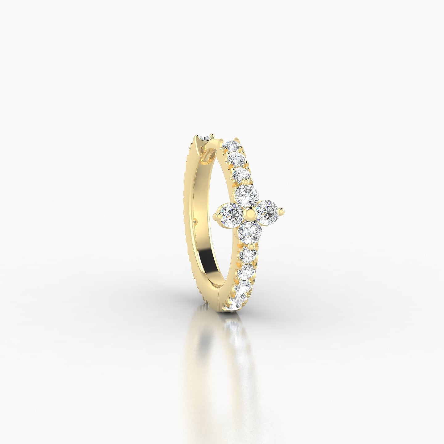 Eris | 18k Yellow Gold 8 mm Flower Diamond Hoop Piercing