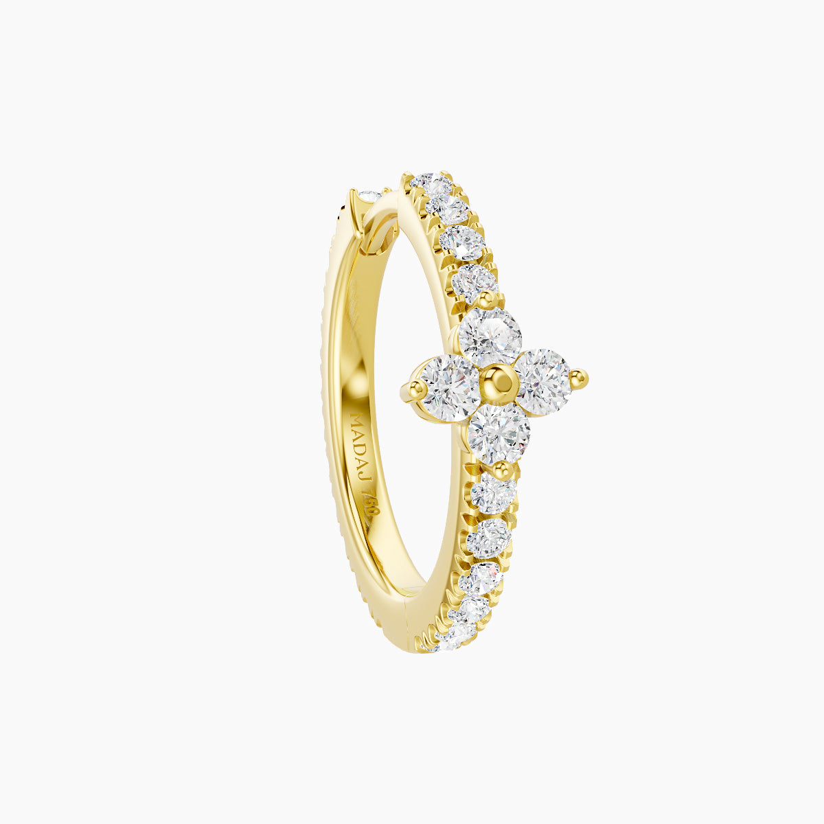 Eris | 18k Yellow Gold 9.5 mm Flower Diamond Hoop Piercing