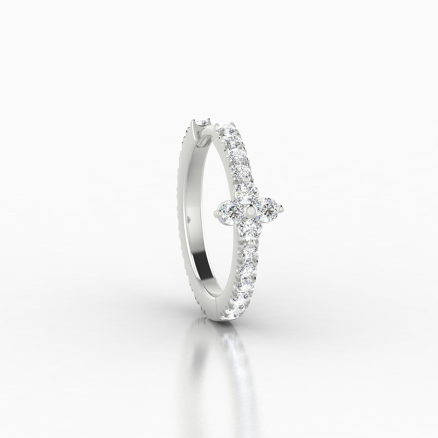 Eris | 18k White Gold 9.5 mm Flower Diamond Hoop Piercing