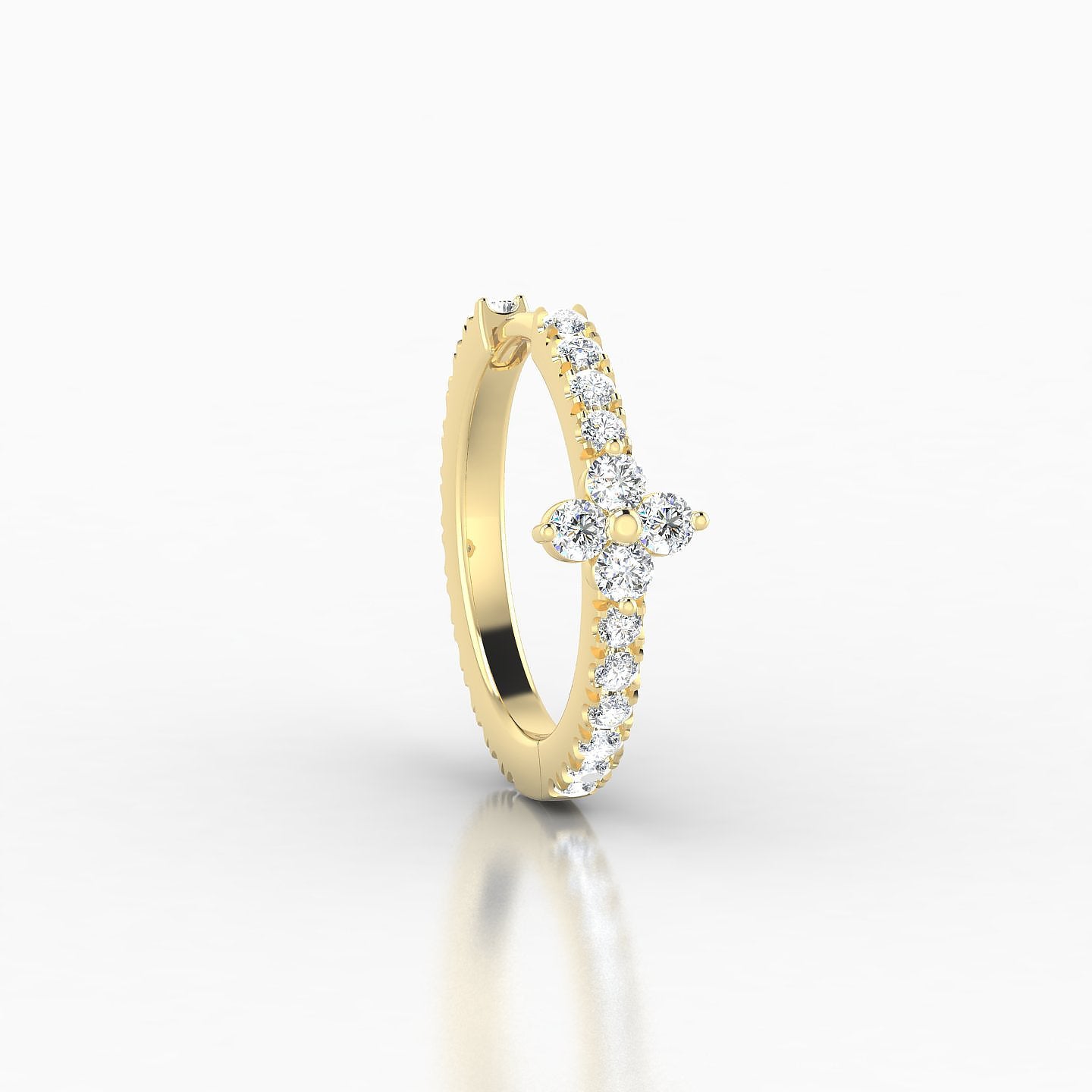 Eris | 18k Yellow Gold 9.5 mm Flower Diamond Hoop Piercing