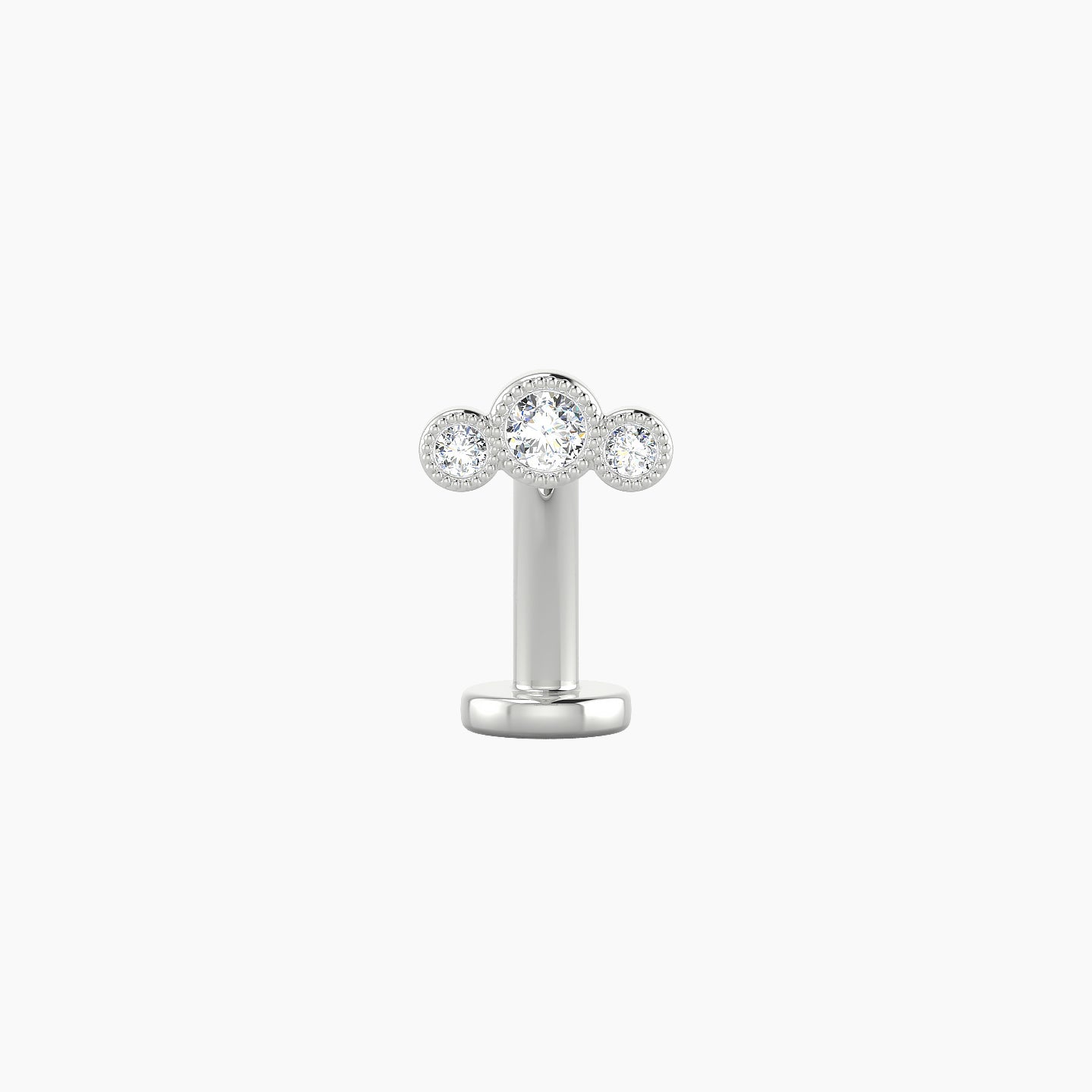 Fama | 18k White Gold 6.5 mm 10 mm Trilogy Diamond Floating Navel Piercing