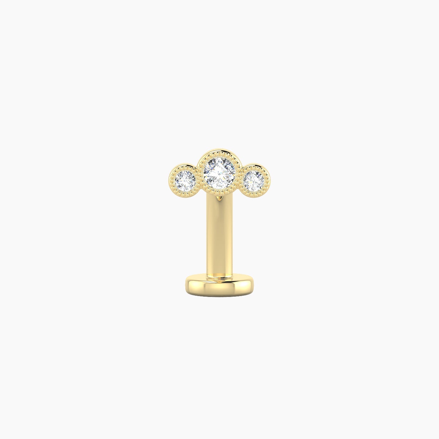 Fama | 18k Yellow Gold 6.5 mm 10 mm Trilogy Diamond Floating Navel Piercing