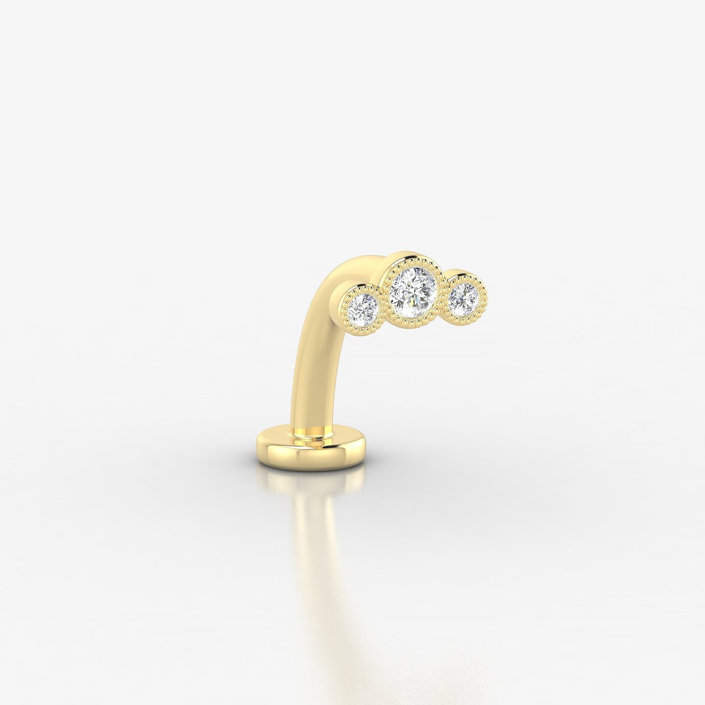 Fama | 18k Yellow Gold 6.5 mm 10 mm Trilogy Diamond Floating Navel Piercing