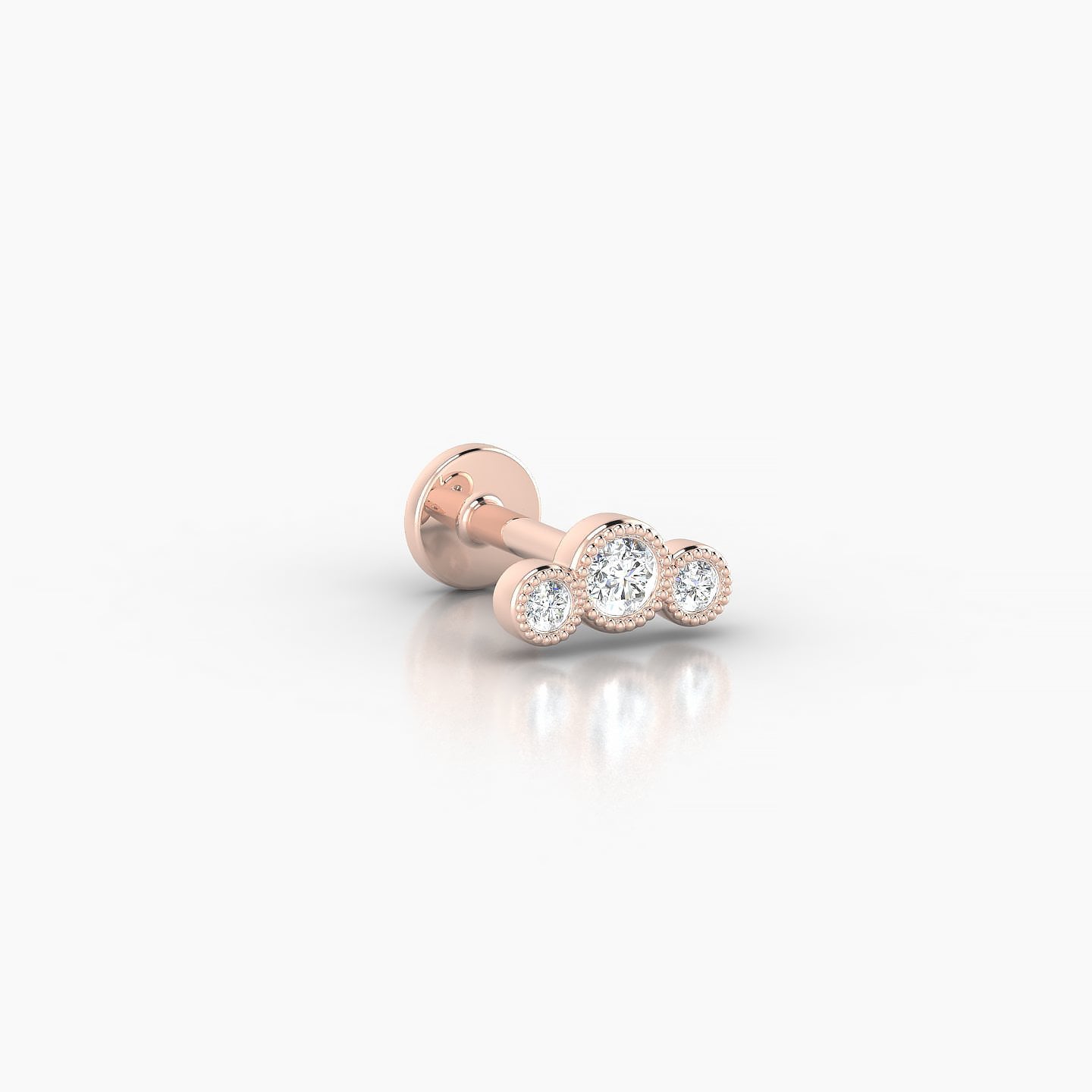 Fama | 18k Rose Gold 6.5 mm 5 mm Trilogy Diamond Piercing