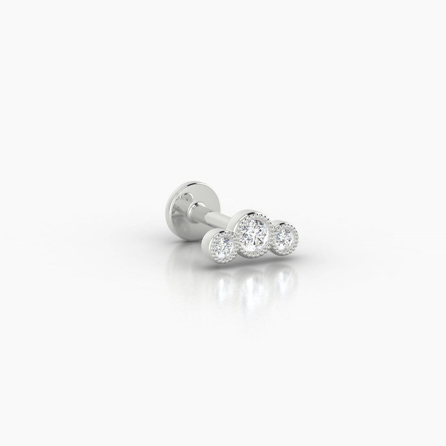 Fama | 18k White Gold 6.5 mm 5 mm Trilogy Diamond Piercing