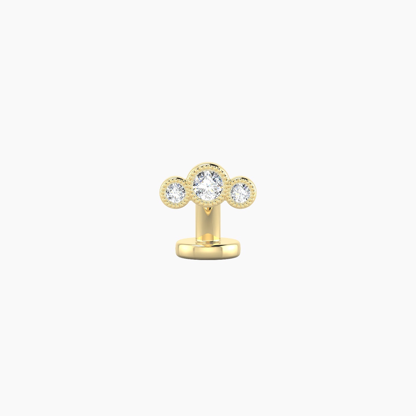 Fama | 18k Yellow Gold 6.5 mm 6 mm Trilogy Diamond Floating Navel Piercing