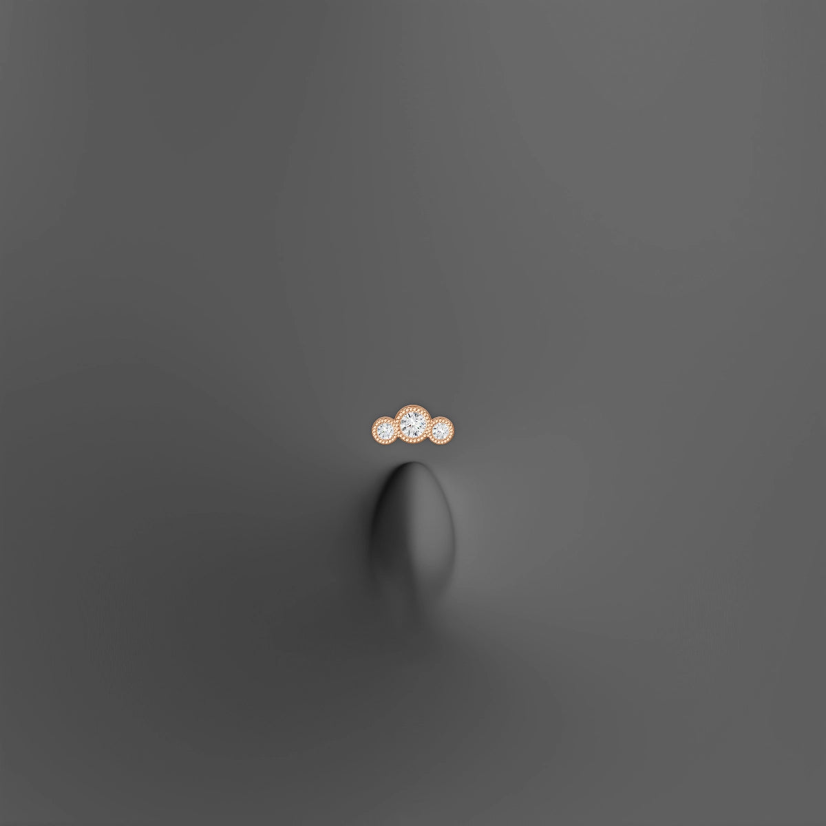 Fama | 18k Rose Gold 6.5 mm 8 mm Trilogy Diamond Floating Navel Piercing