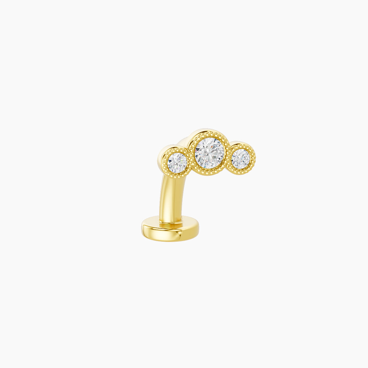 Fama | 18k Yellow Gold 6.5 mm 8 mm Trilogy Diamond Floating Navel Piercing