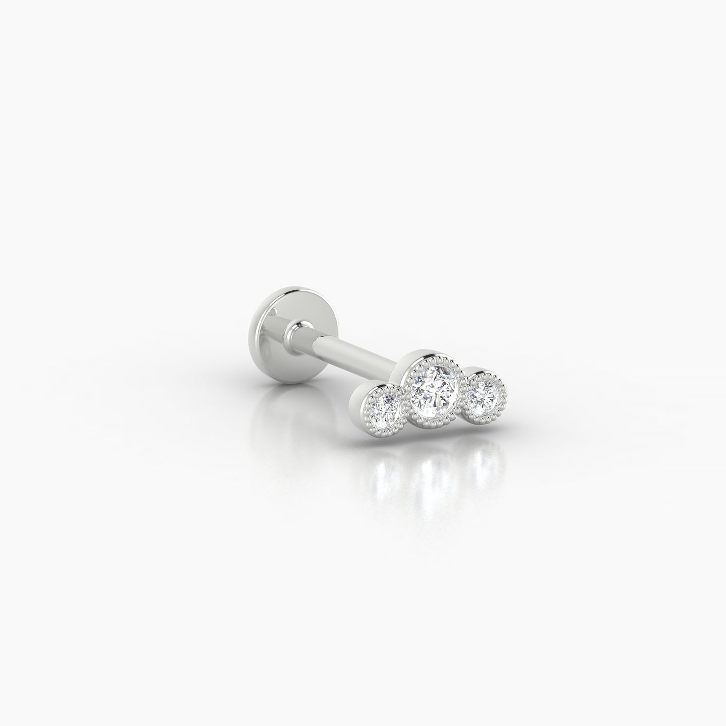 Fama | 18k White Gold 6.5 mm 8 mm Trilogy Diamond Piercing