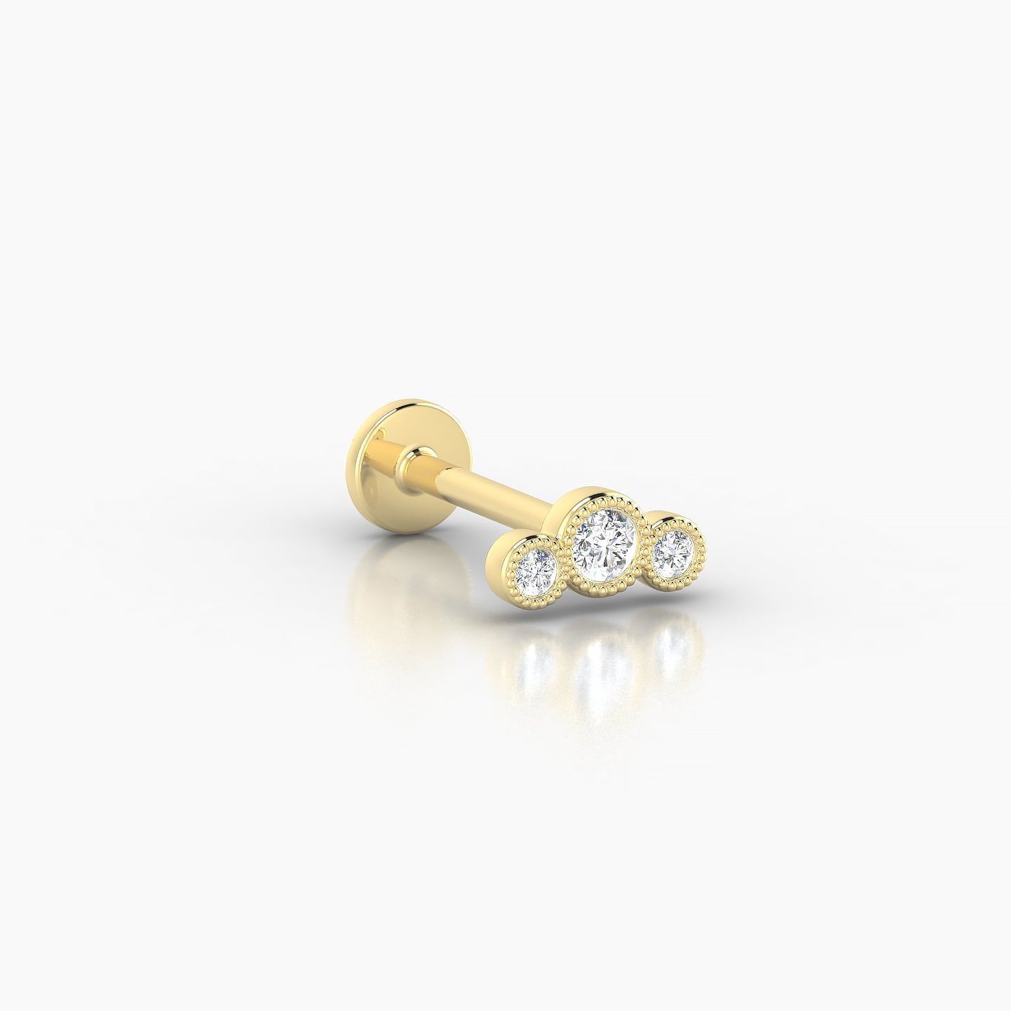 Fama | 18k Yellow Gold 6.5 mm 8 mm Trilogy Diamond Piercing