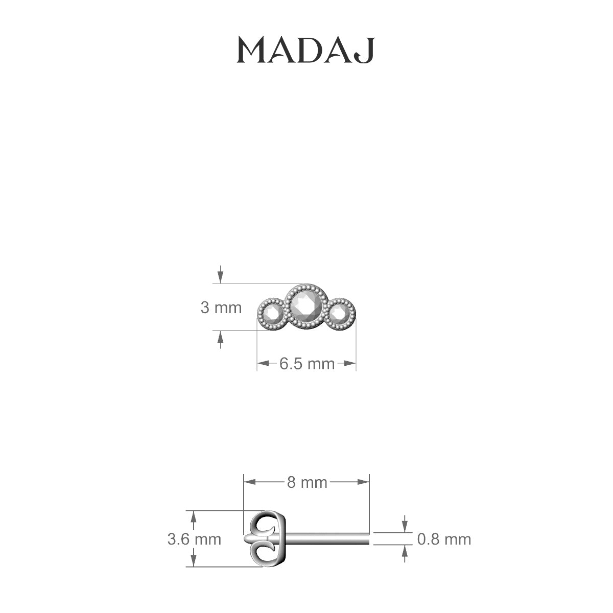 Fama | 18k Rose Gold 6.5 mm Trilogy Diamond Earring