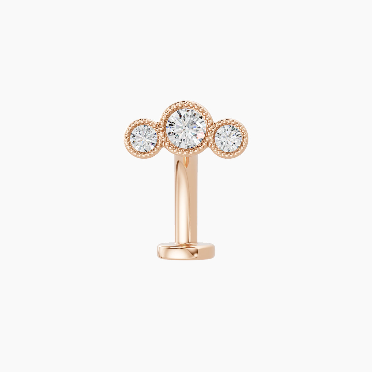Fama | 18k Rose Gold 7.5 mm 10 mm Trilogy Diamond Floating Navel Piercing