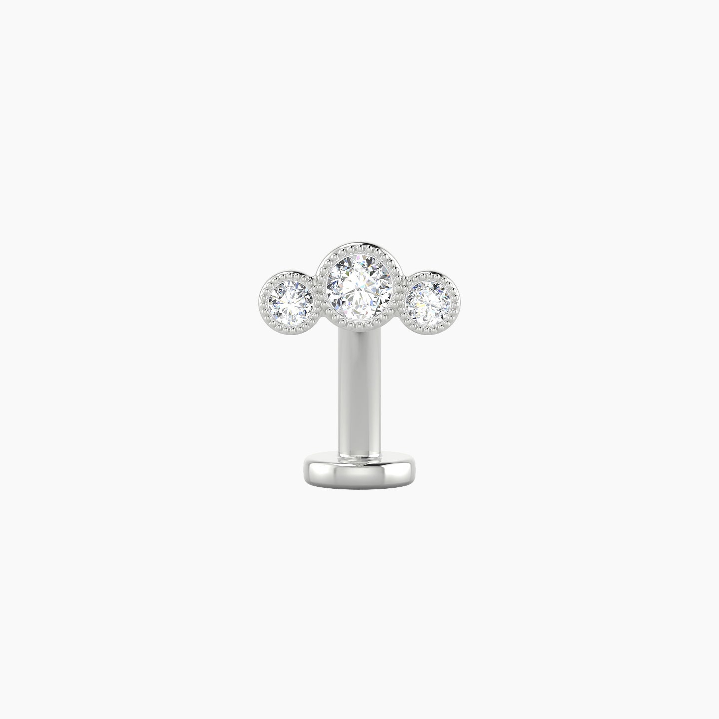 Fama | 18k White Gold 7 mm 10 mm Trilogy Diamond Floating Navel Piercing