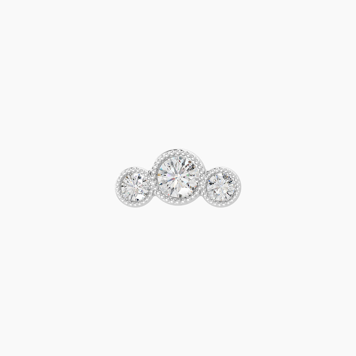Fama | 18k White Gold 7.5 mm 5 mm Trilogy Diamond Piercing