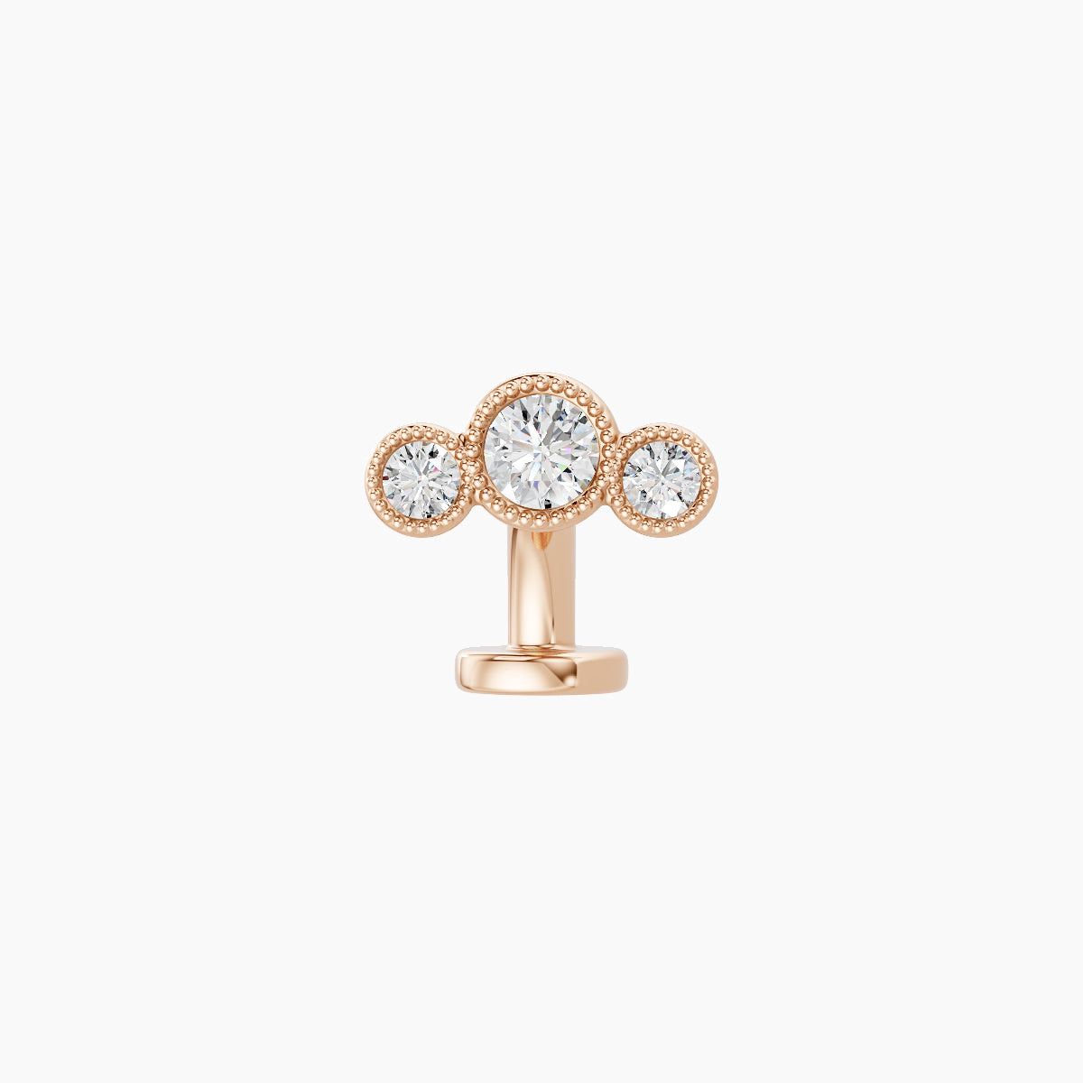 Fama | 18k Rose Gold 7.5 mm 6 mm Trilogy Diamond Floating Navel Piercing