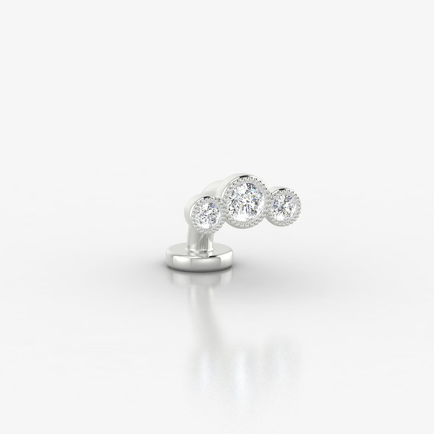 Fama | 18k White Gold 7 mm 6 mm Trilogy Diamond Floating Navel Piercing