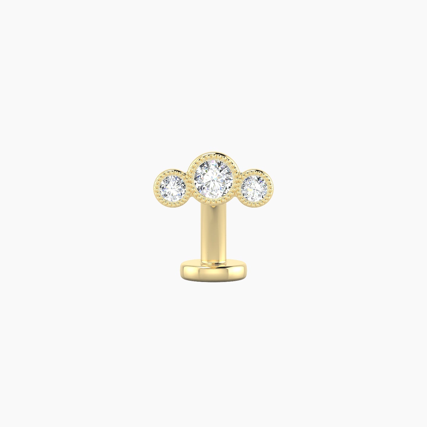 Fama | 18k Yellow Gold 7 mm 8 mm Trilogy Diamond Floating Navel Piercing