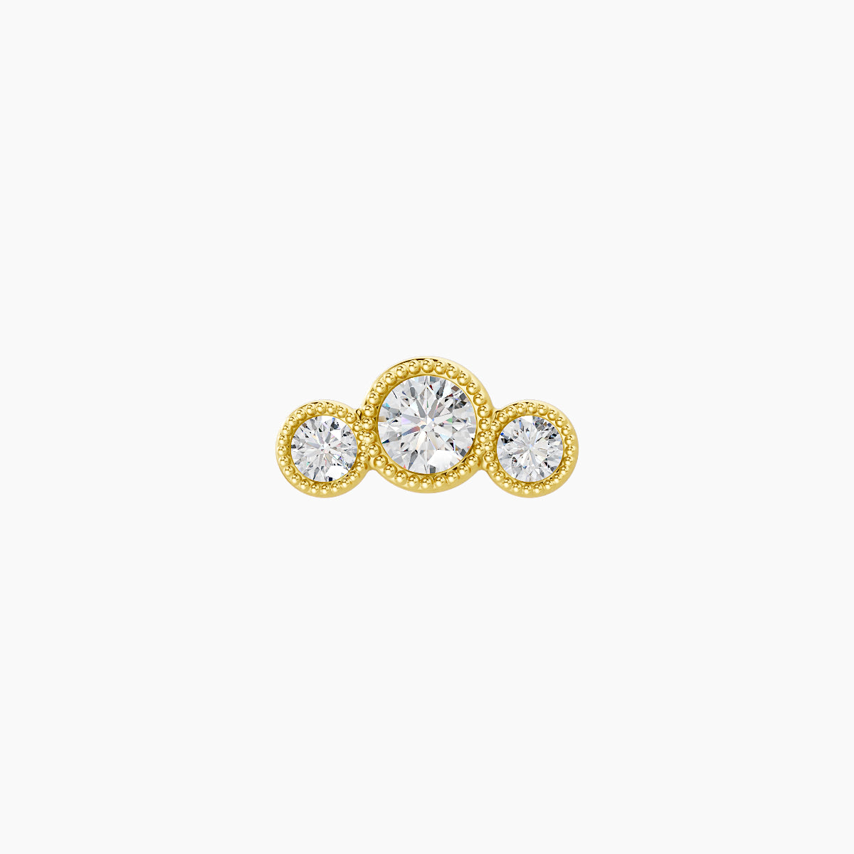 Fama | 18k Yellow Gold 7.5 mm Trilogy Diamond Earring