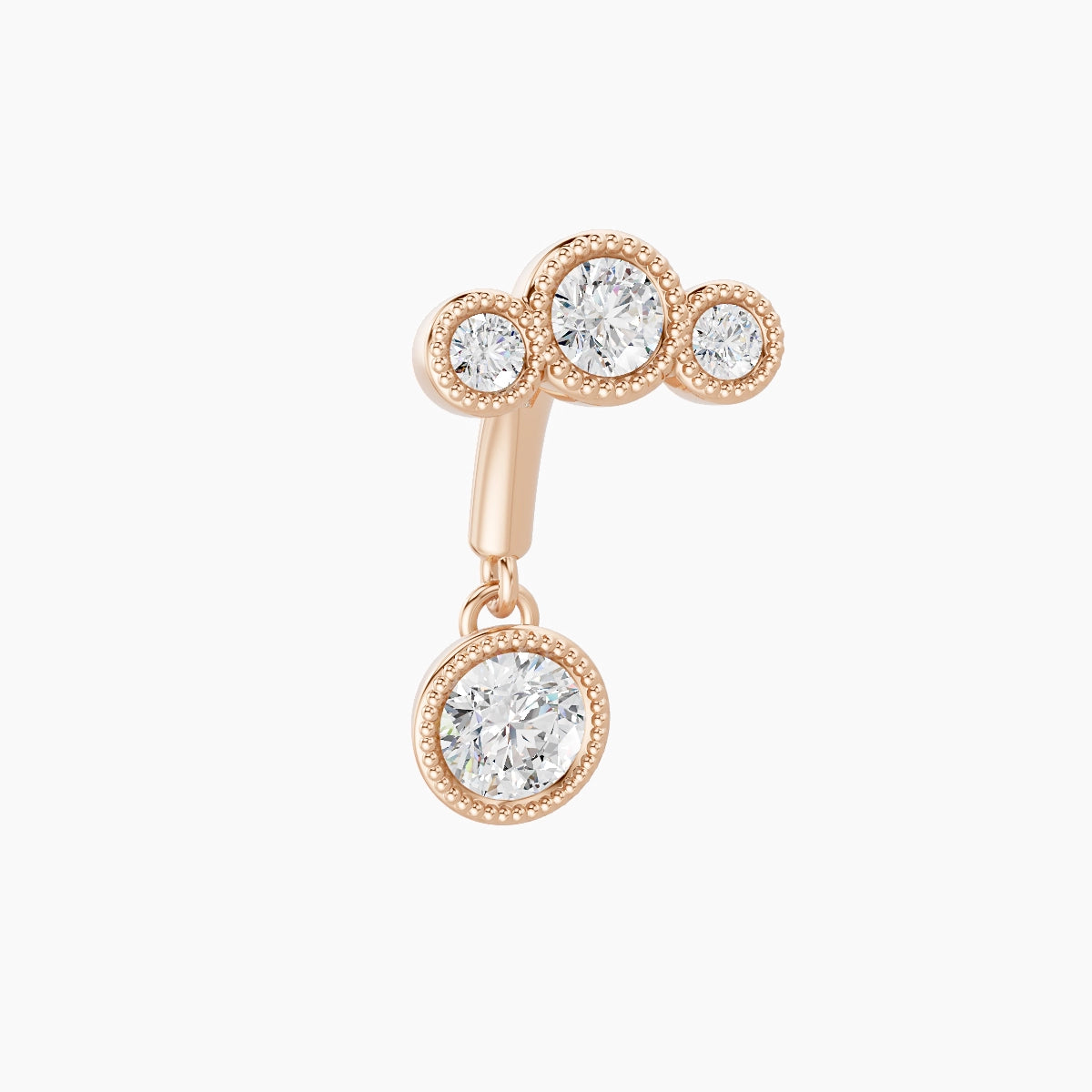 Fama | 18k Rose Gold 6 mm Trilogy Diamond Rook Piercing