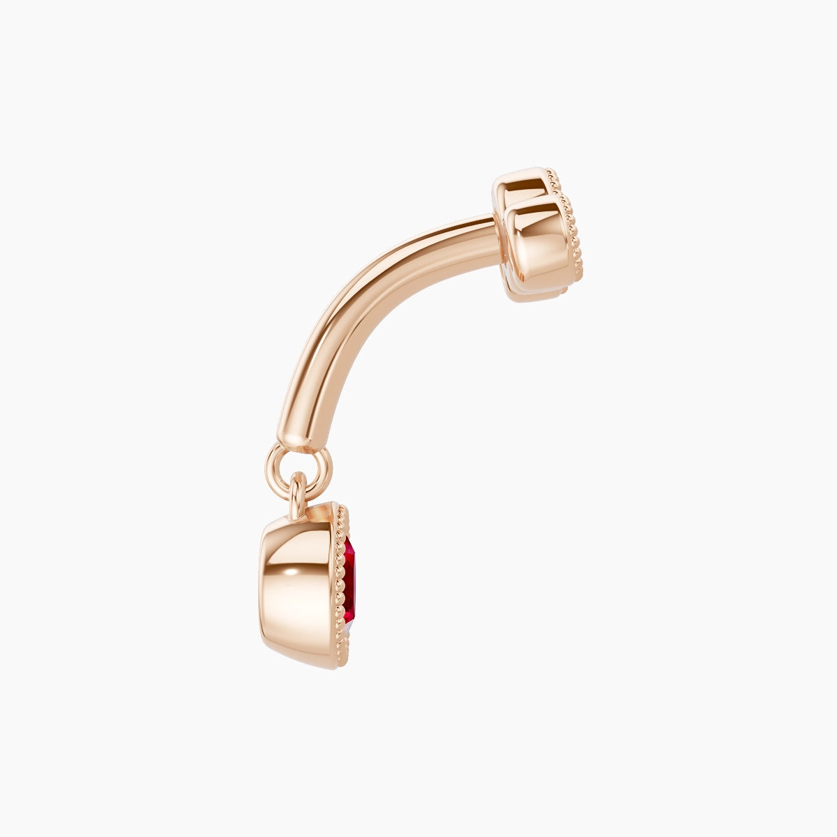 Fama | 18k Rose Gold 6 mm Trilogy Ruby & Diamond Rook Piercing