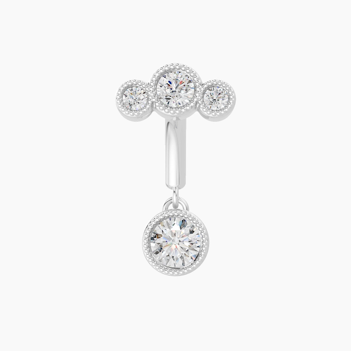 Fama | 18k White Gold 6 mm Trilogy Diamond Rook Piercing