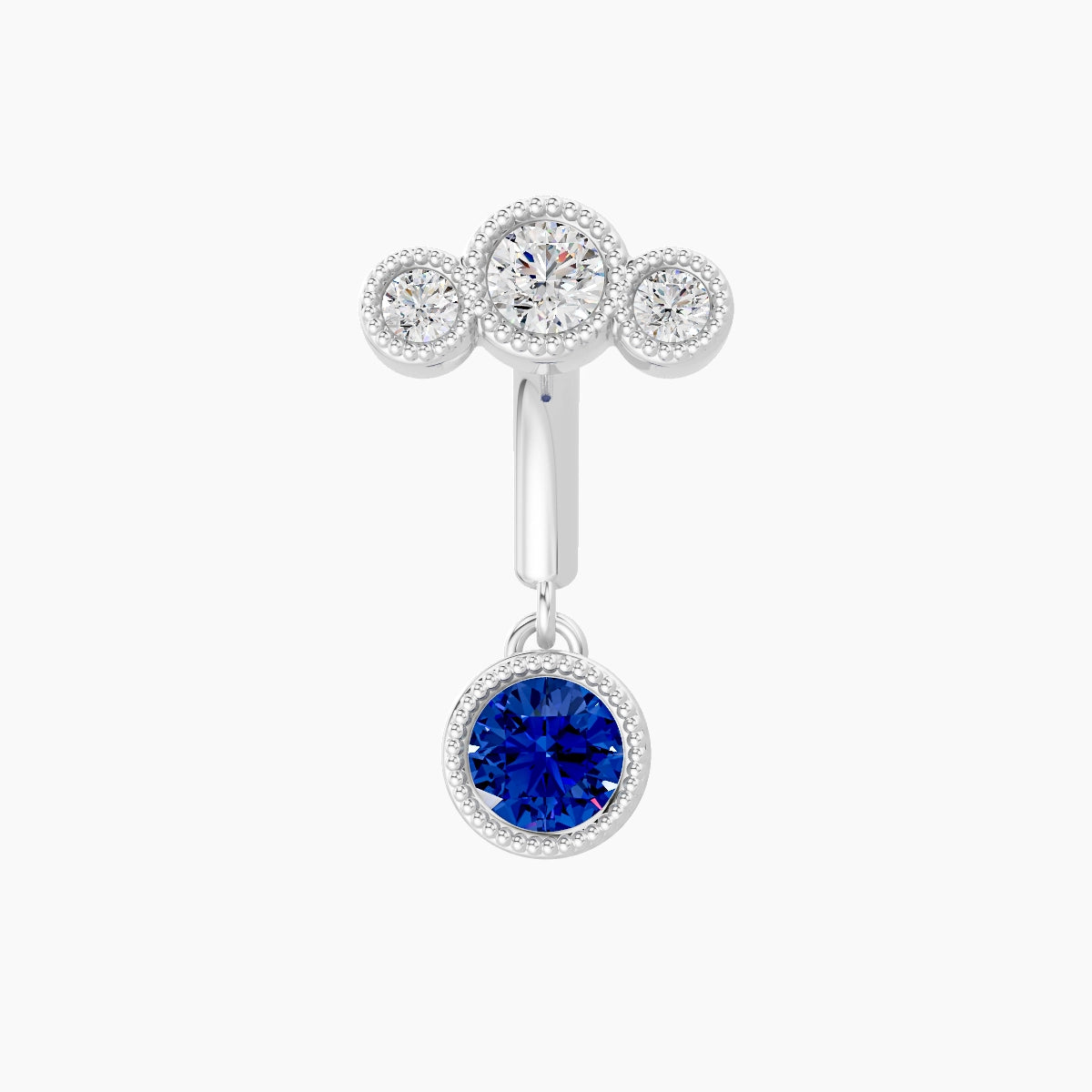 Fama | 18k White Gold 6 mm Trilogy Sapphire & Diamond Rook Piercing
