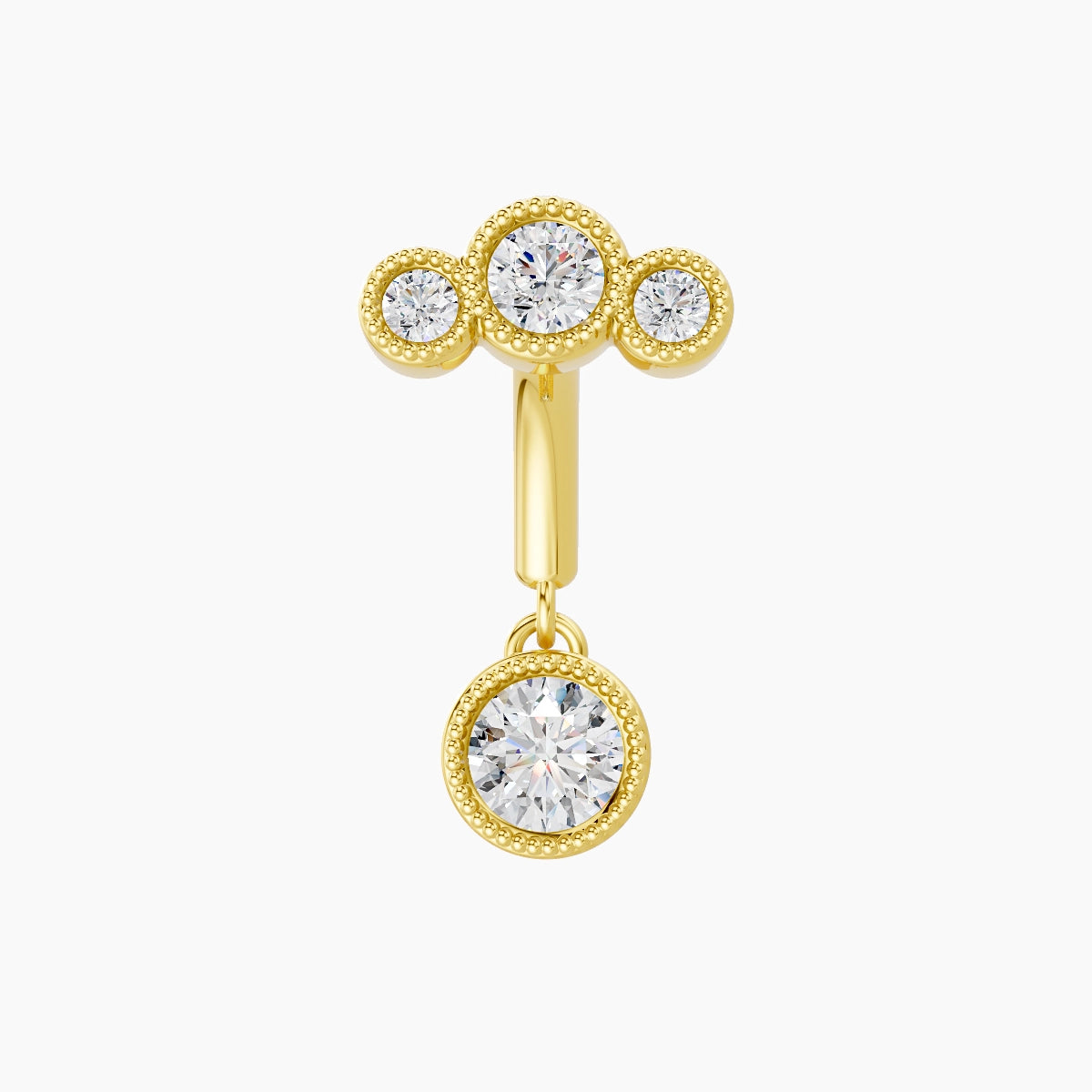 Fama | 18k Yellow Gold 6 mm Trilogy Diamond Rook Piercing