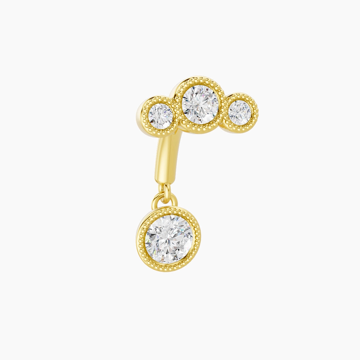 Fama | 18k Yellow Gold 6 mm Trilogy Diamond Rook Piercing