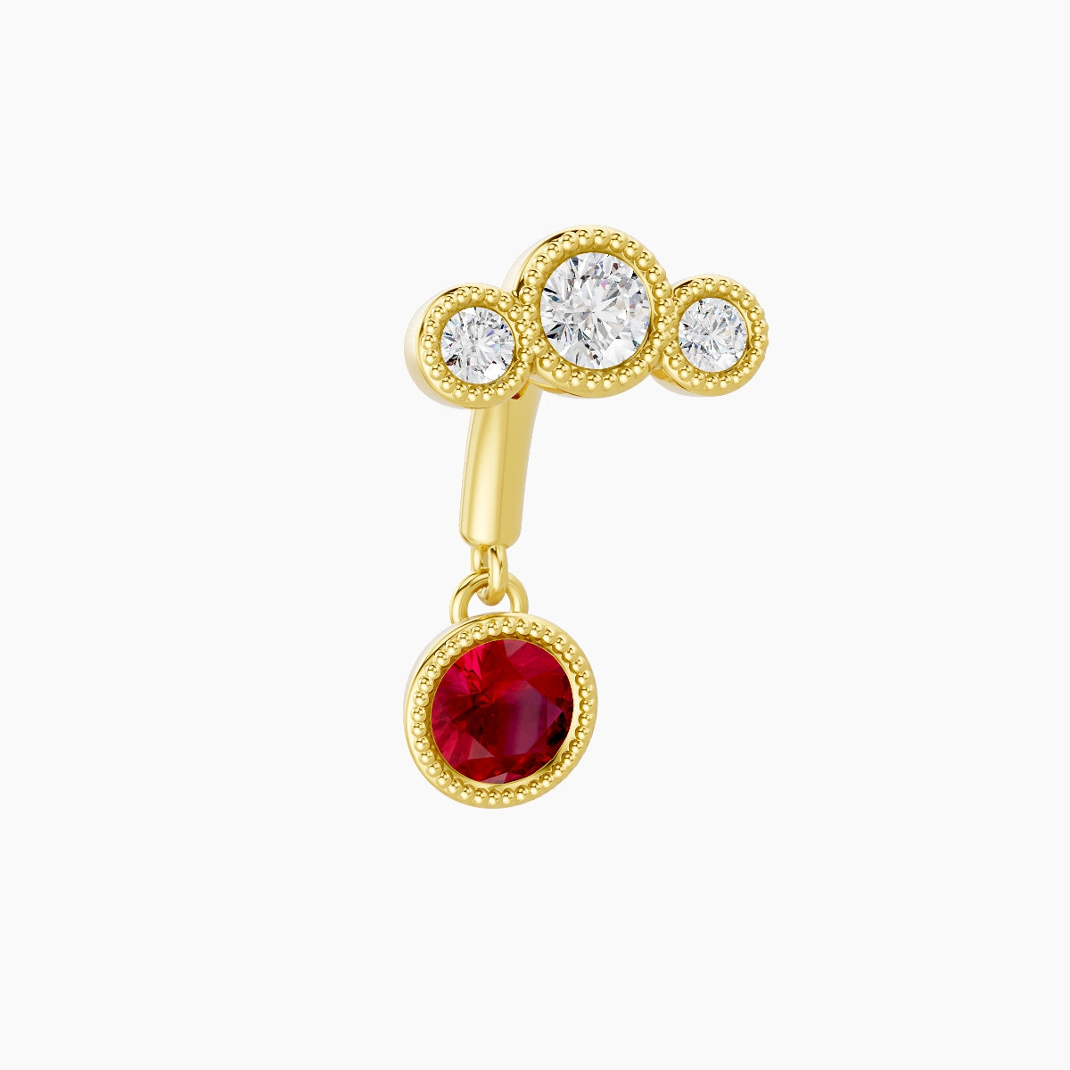 Fama | 18k Yellow Gold 6 mm Trilogy Ruby & Diamond Rook Piercing