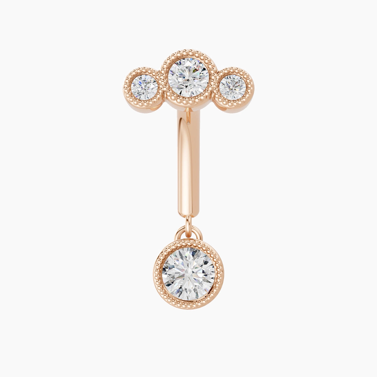 Fama | 18k Rose Gold 8 mm Trilogy Diamond Rook Piercing