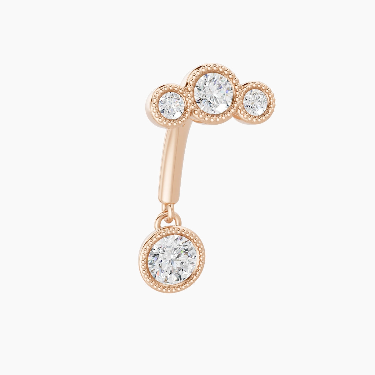 Fama | 18k Rose Gold 8 mm Trilogy Diamond Rook Piercing