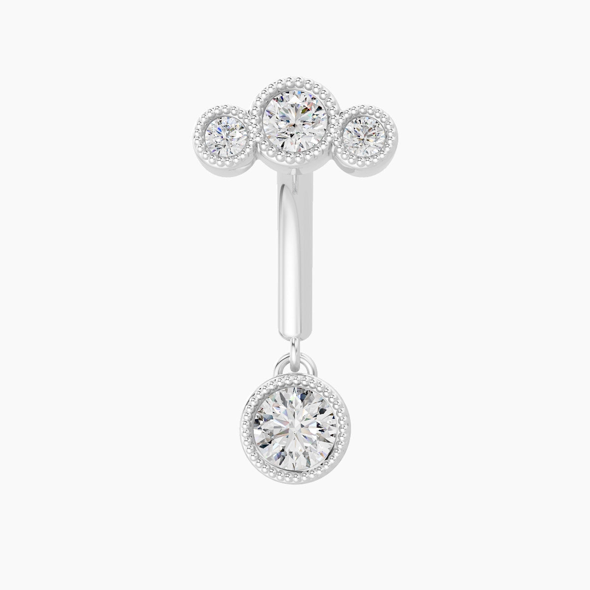 Fama | 18k White Gold 8 mm Trilogy Diamond Rook Piercing