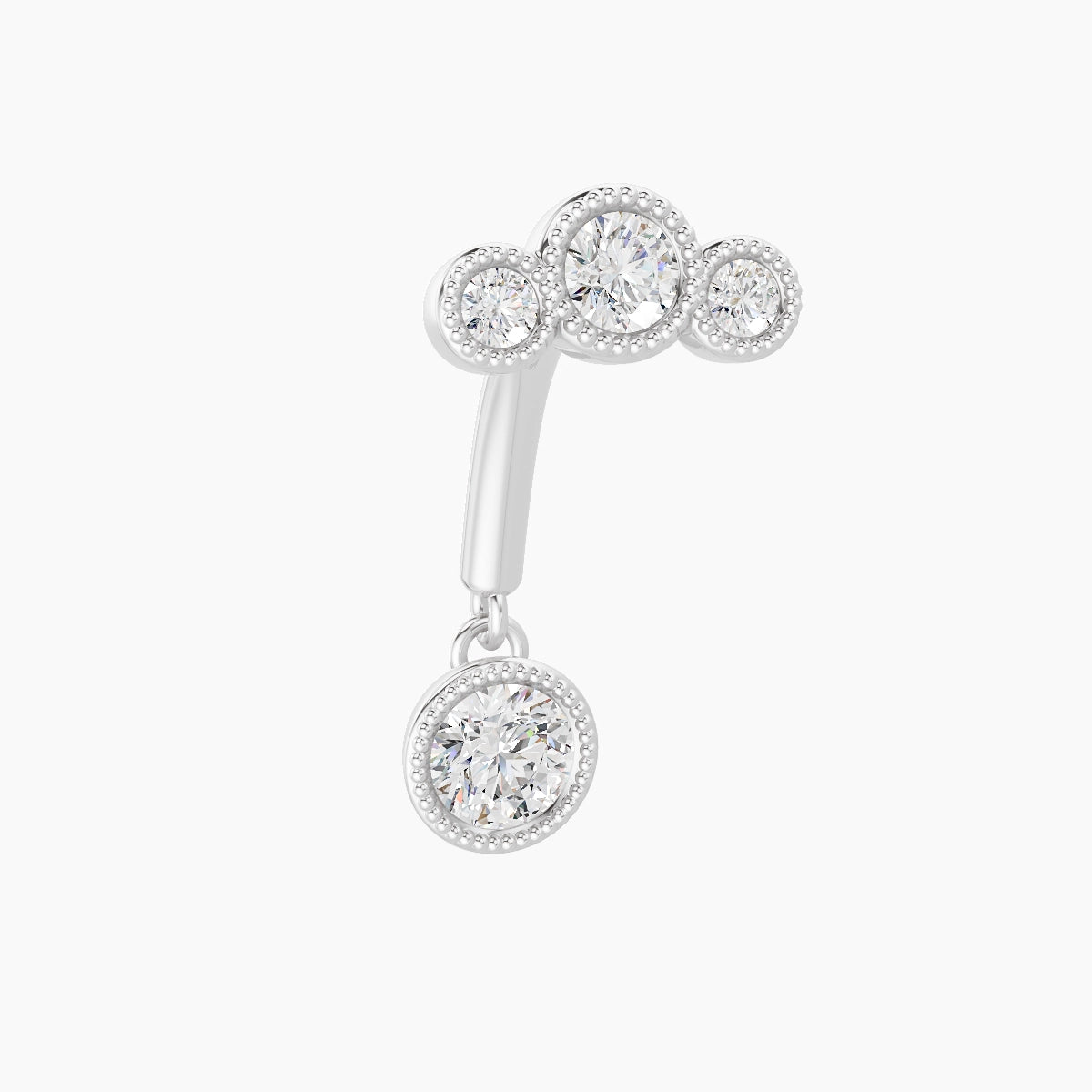 Fama | 18k White Gold 8 mm Trilogy Diamond Rook Piercing