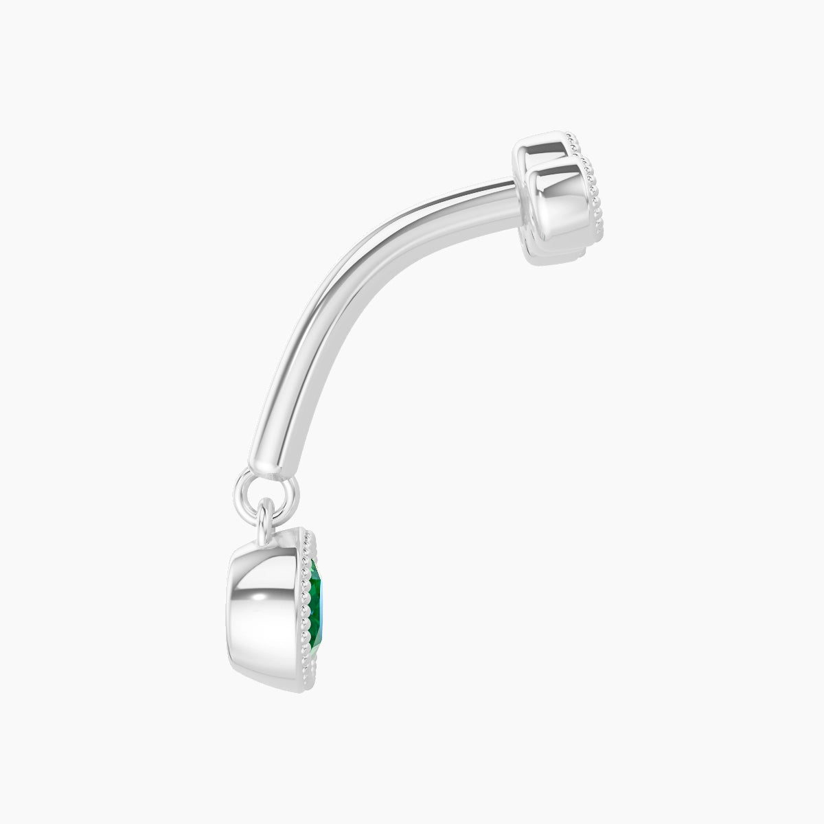 Fama | 18k White Gold 8 mm Trilogy Emerald & Diamond Rook Piercing