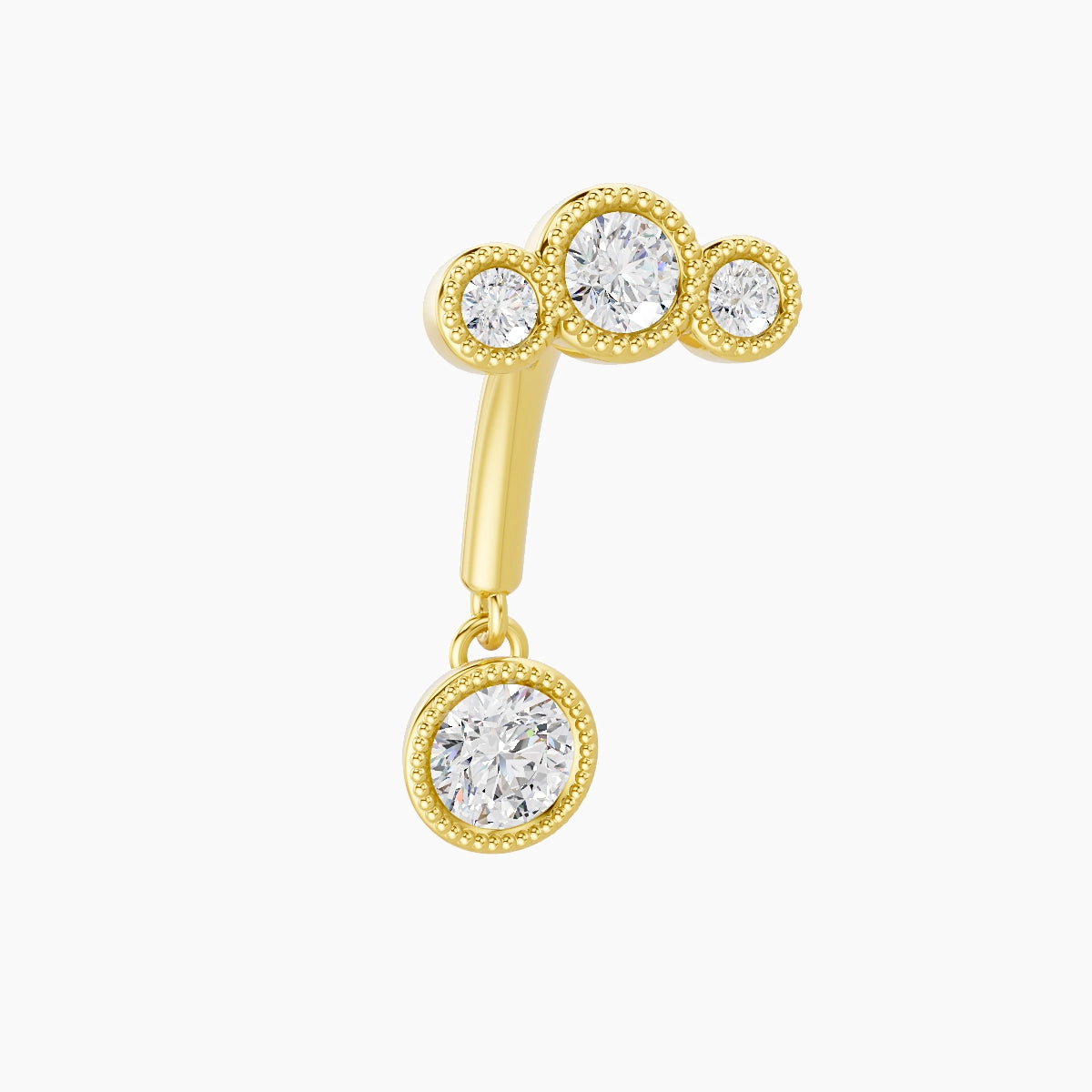 Fama | 18k Yellow Gold 8 mm Trilogy Diamond Rook Piercing