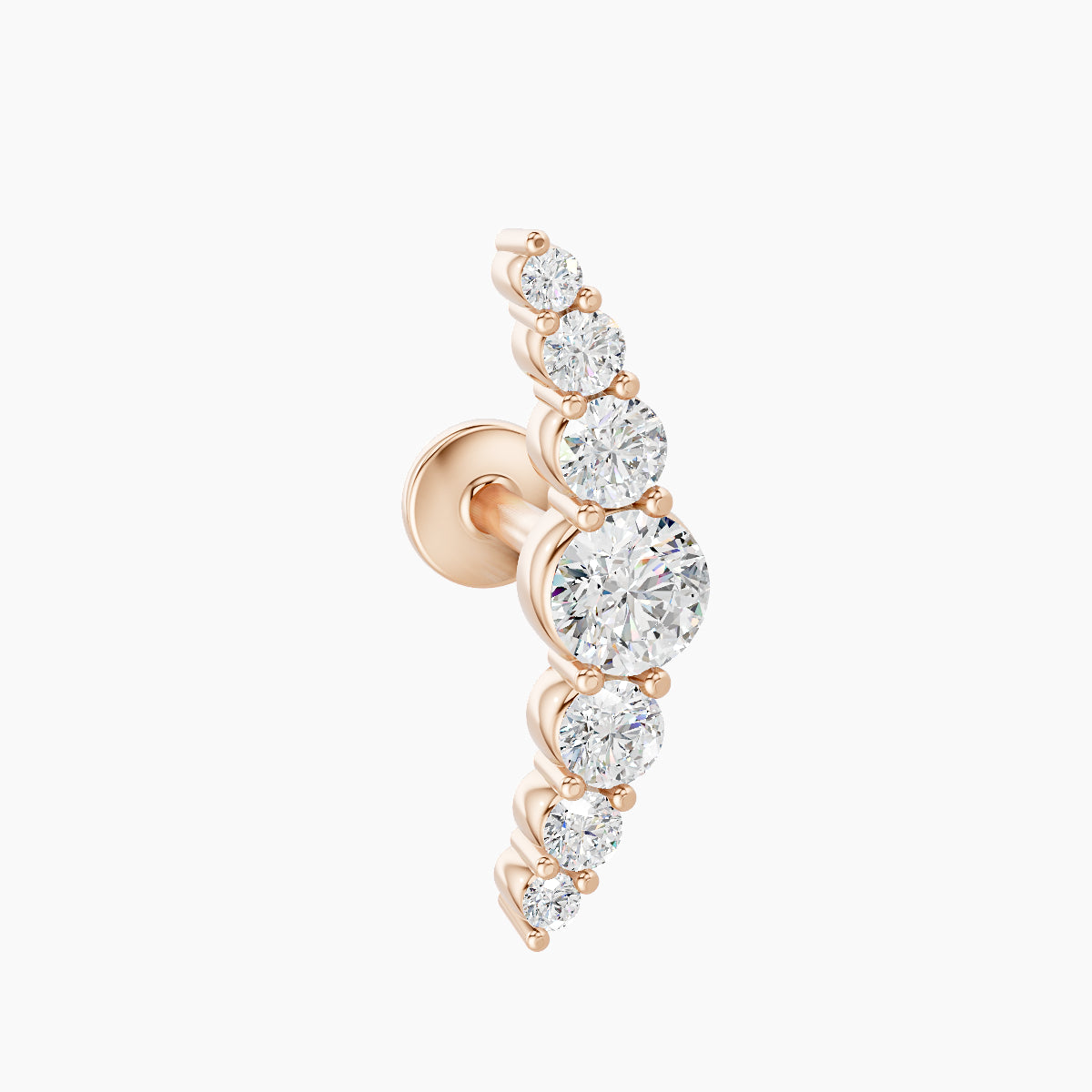 Felicity | 18k Rose Gold 13 mm 6.5 mm Long Diamond Piercing