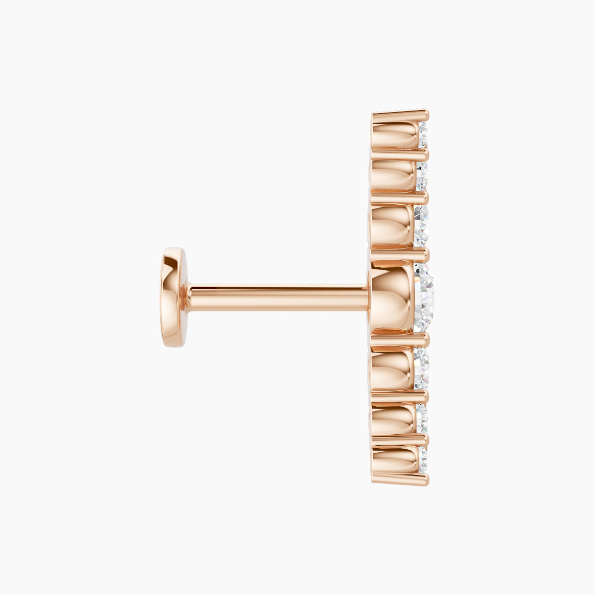 Felicity | 18k Rose Gold 13 mm 6.5 mm Long Diamond Piercing