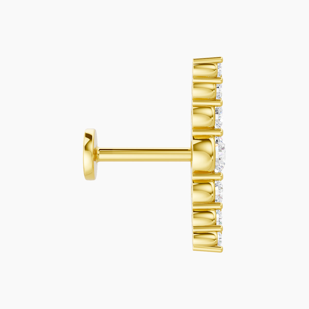 Felicity | 18k Yellow Gold 13 mm 6.5 mm Long Diamond Piercing
