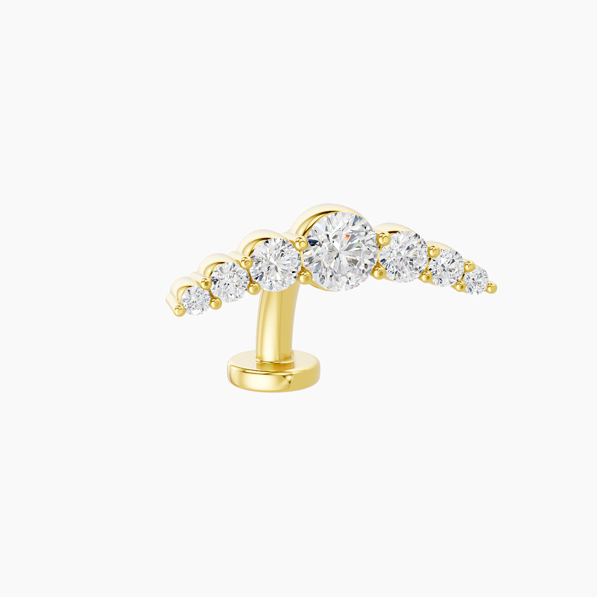 Felicity | 18k Yellow Gold 13 mm 8 mm Long Diamond Floating Navel Piercing