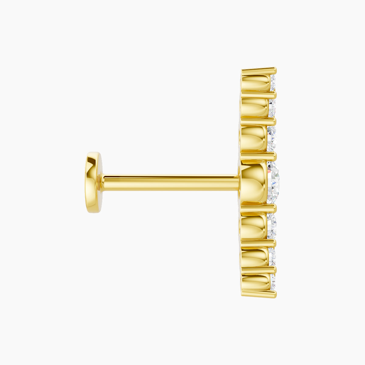 Felicity | 18k Yellow Gold 13 mm 8 mm Long Diamond Piercing