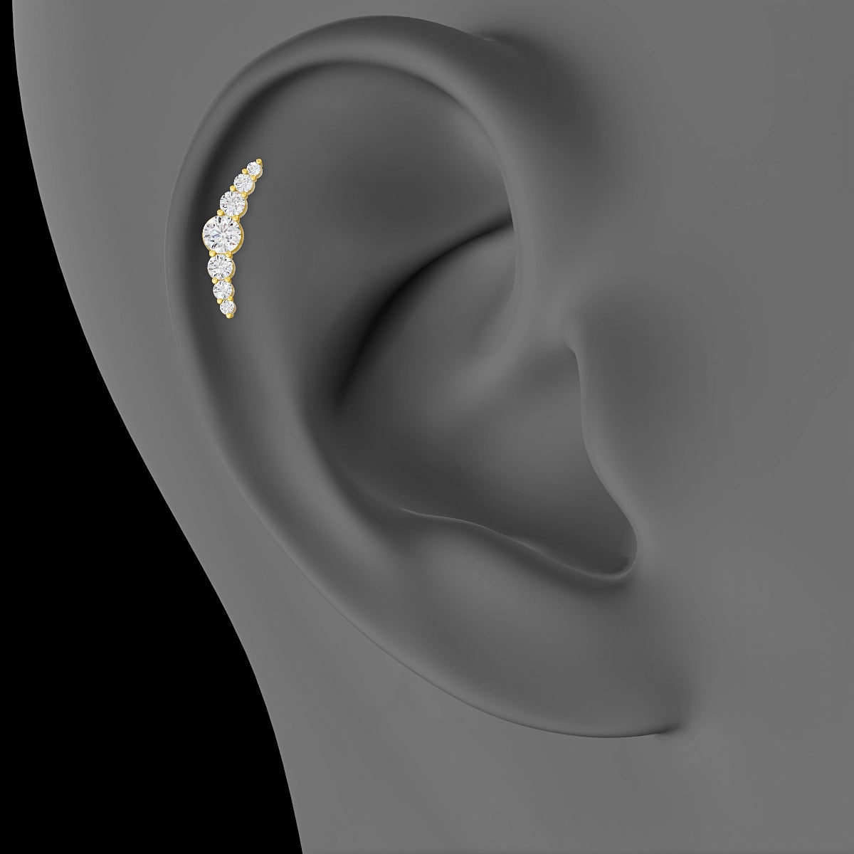 Felicity | 18k Yellow Gold 13 mm 8 mm Long Diamond Piercing