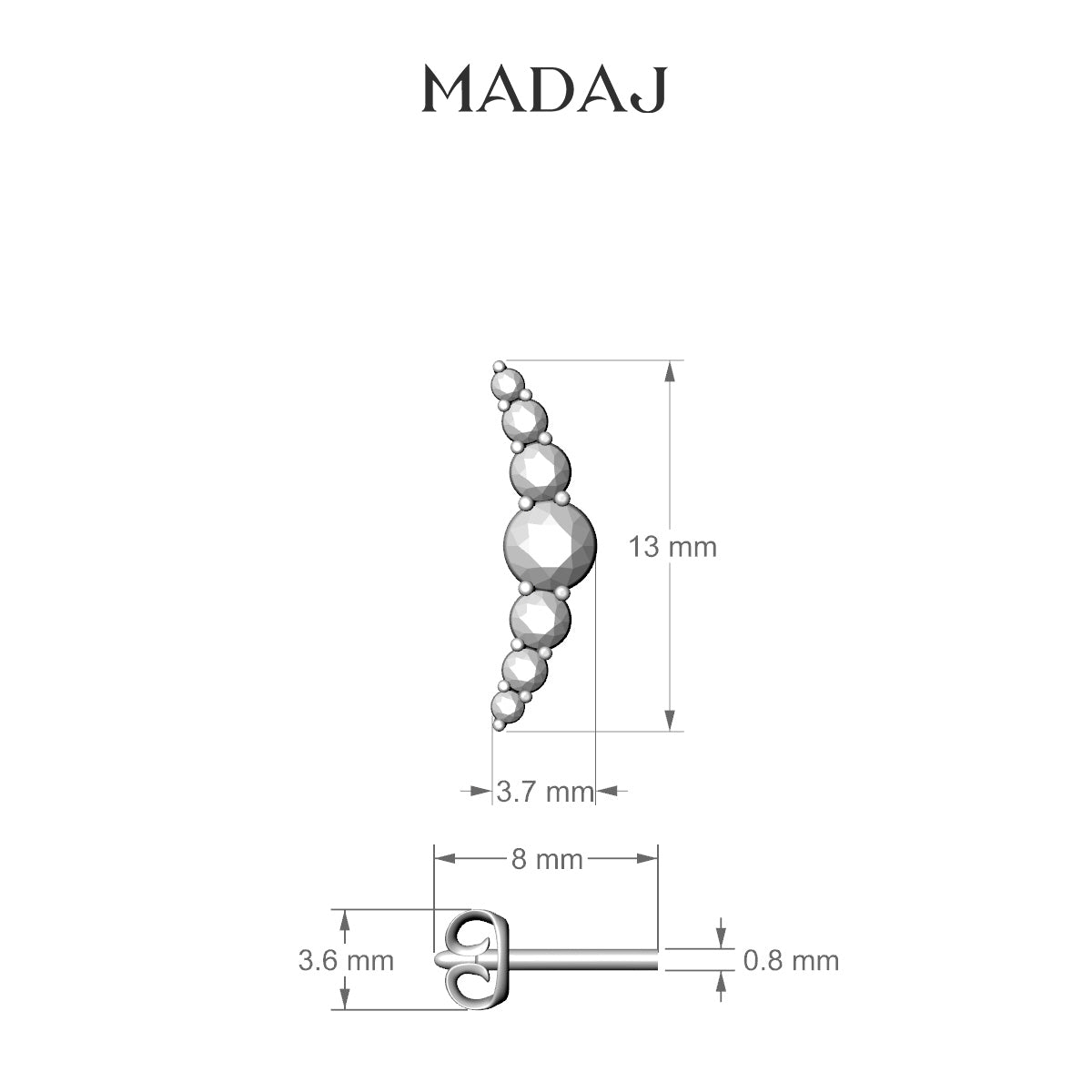 Felicity | 18k White Gold 13 mm Long Diamond Earring