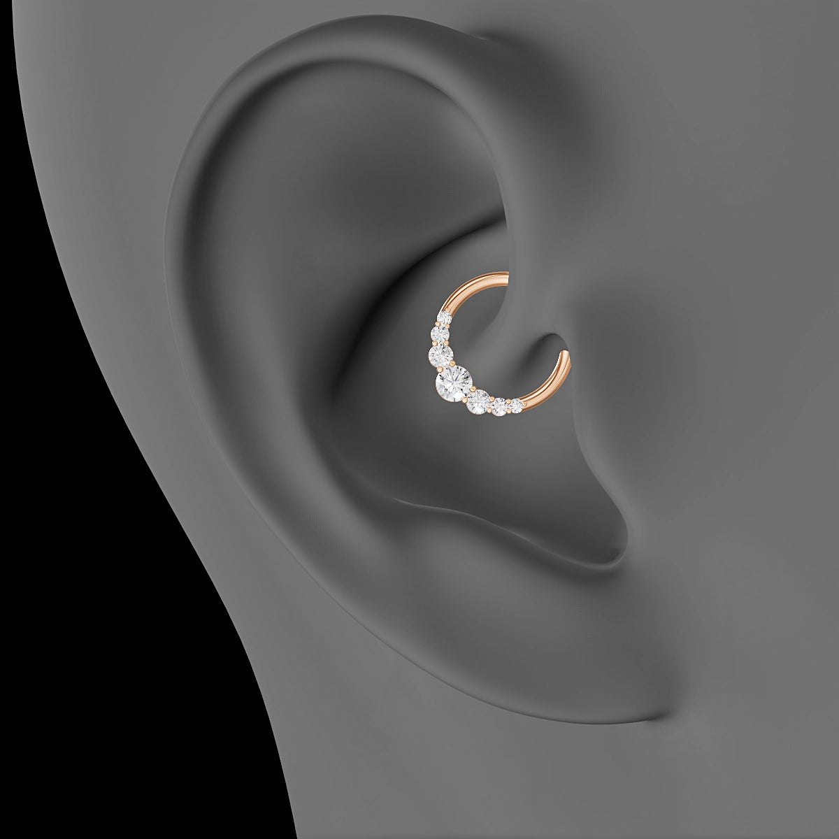 Felicity | 18k Rose Gold 9.5 mm Diamond Daith Piercing