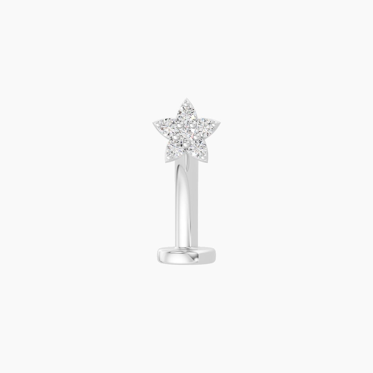Flora | 18k White Gold 4.5 mm 10 mm Flower Diamond Floating Navel Piercing
