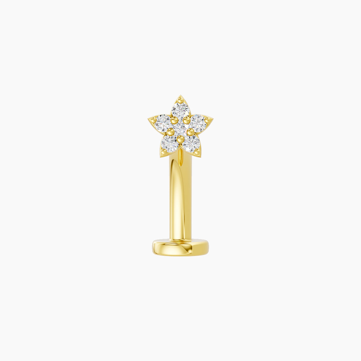 Flora | 18k Yellow Gold 4.5 mm 10 mm Flower Diamond Floating Navel Piercing
