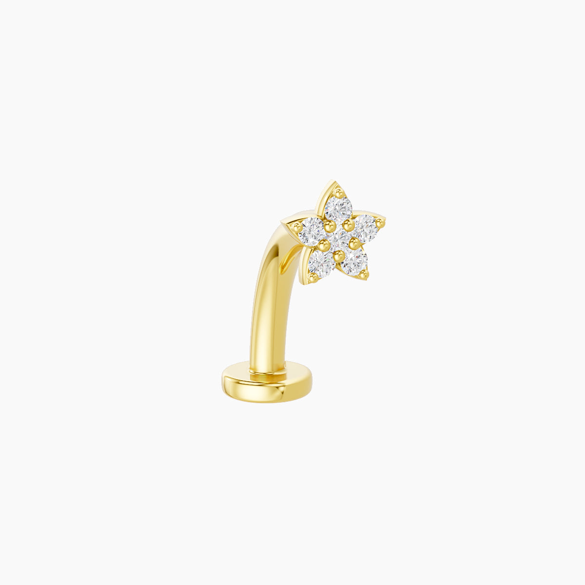 Flora | 18k Yellow Gold 4.5 mm 10 mm Flower Diamond Floating Navel Piercing