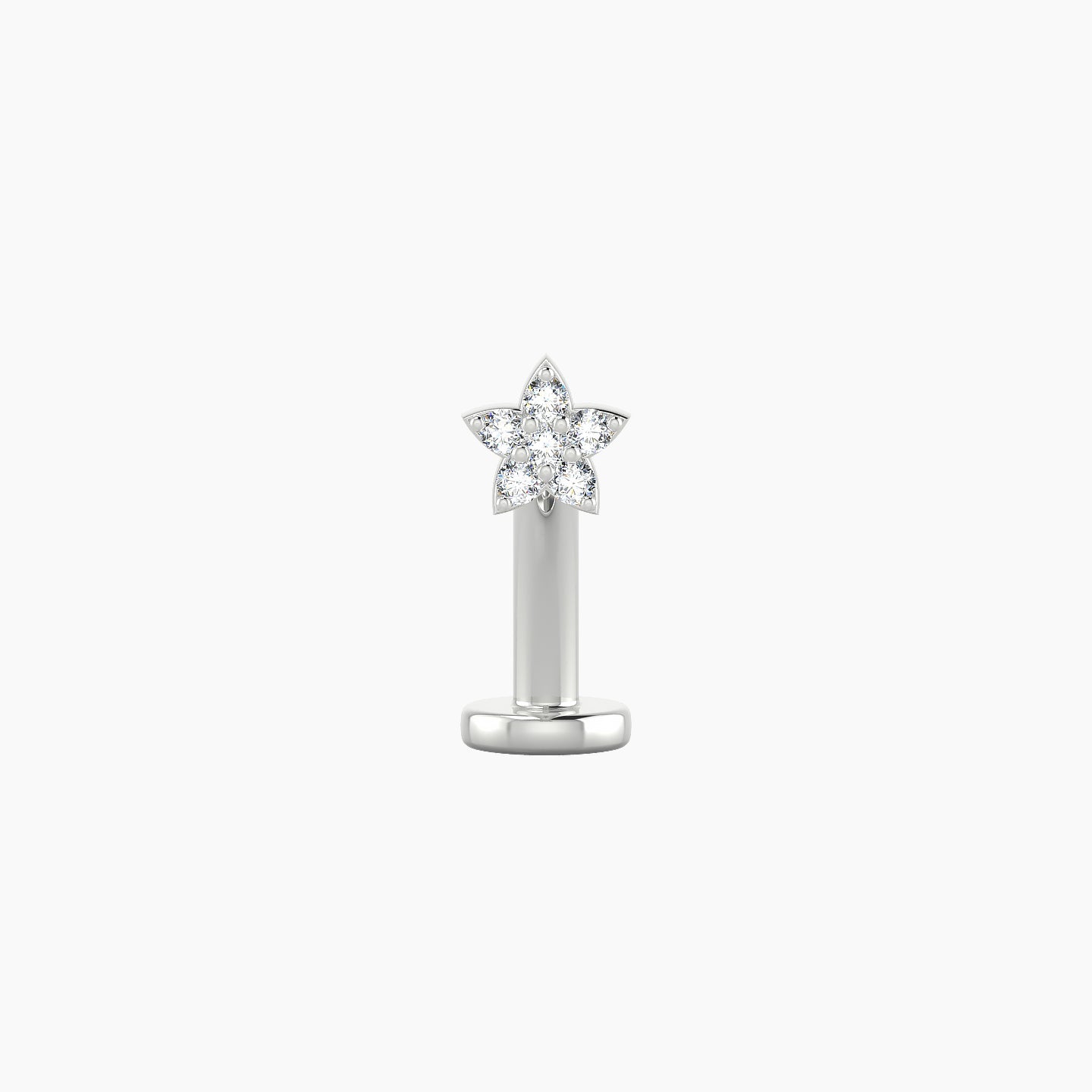 Flora | 18k White Gold 4.5 mm 10 mm Flower Diamond Floating Navel Piercing