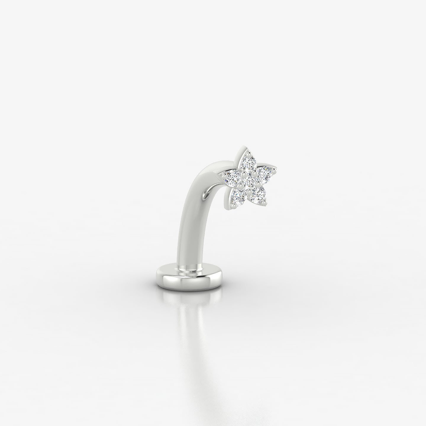 Flora | 18k White Gold 4.5 mm 10 mm Flower Diamond Floating Navel Piercing