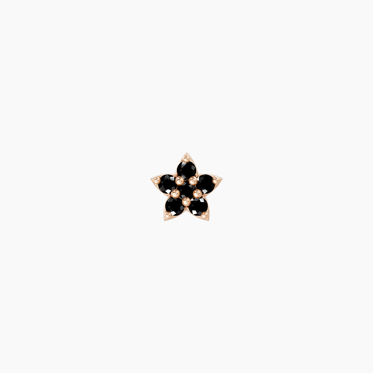 Flora | 18k Rose Gold 5 mm 4.5 mm Flower Black Diamond Nose Piercing