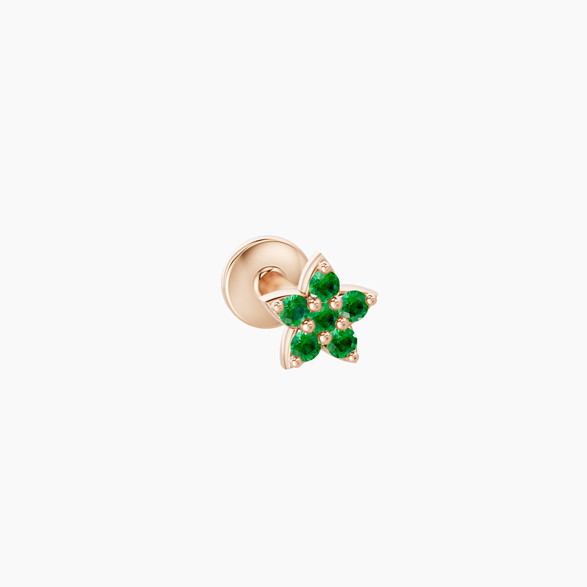 Flora | 18k Rose Gold 5 mm 4.5 mm Flower Emerald Nose Piercing